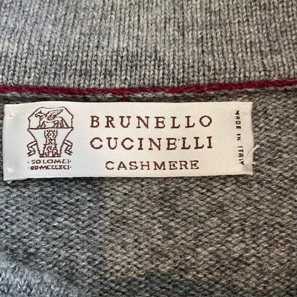 BRUNELLO CUCINELLI Gray Cashmere Full Zip Cardigan Sweater Jacket XL - Picture 9 of 16